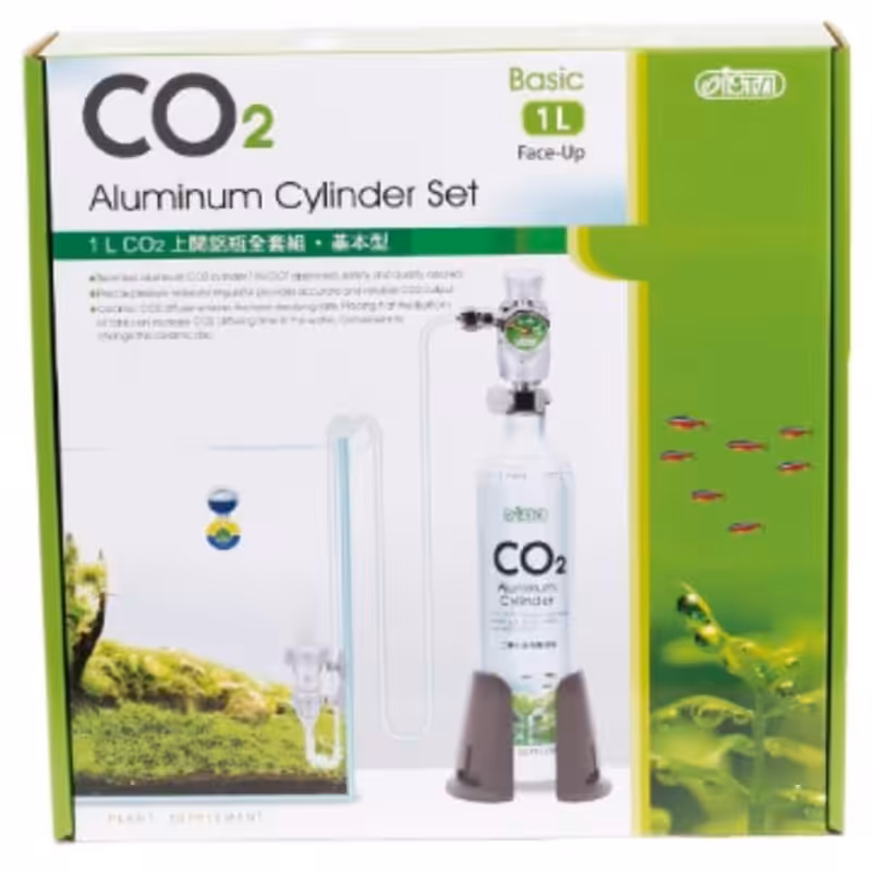 ISTA 1L CO2 Aluminum Cylinder Set Face up - Basic Indiefur.com