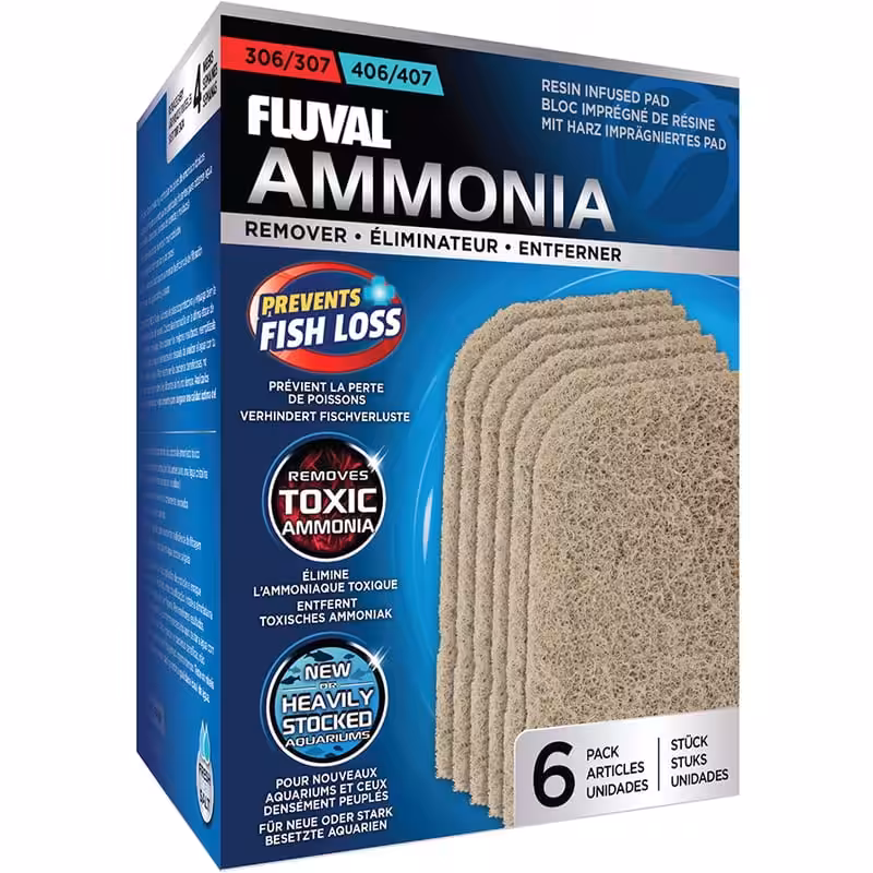 Ammonia Remover for 306,406,307,407 Canister Filter, 6-Pack