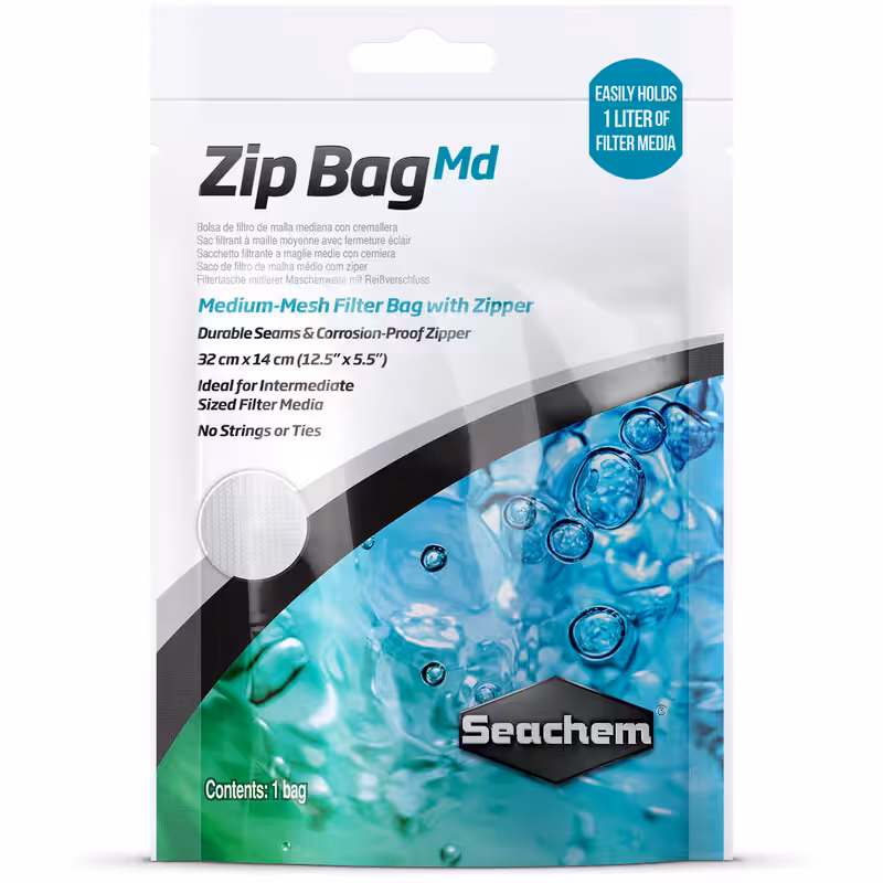 Seachem Zip Bag - Medium Mesh 12.5 inch x 5. 5 inch Seachem Zip Bag - Medium Mesh 12.5 inch x 5. 5 inch