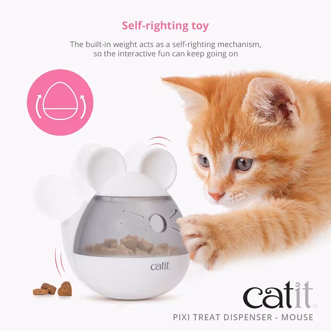Catit PIXI Treat Dispenser, Interactive Treat Dispensing Cat Toy, Mouse