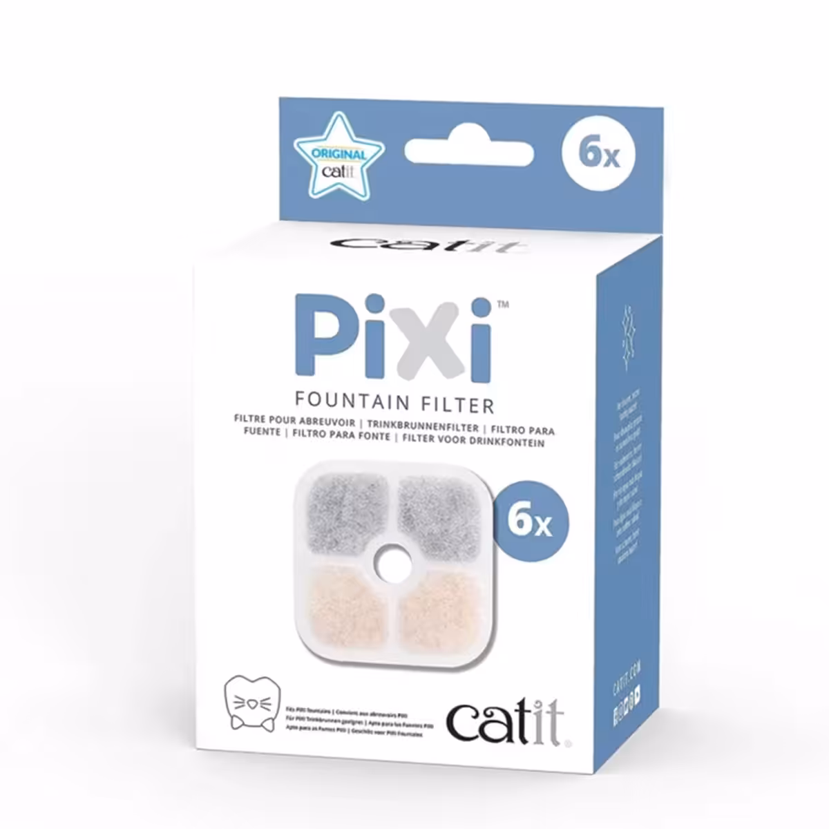 Catit PIXI Cat Drinking Fountain Filter, Replacement Triple Action Water Filter, 6-Pack