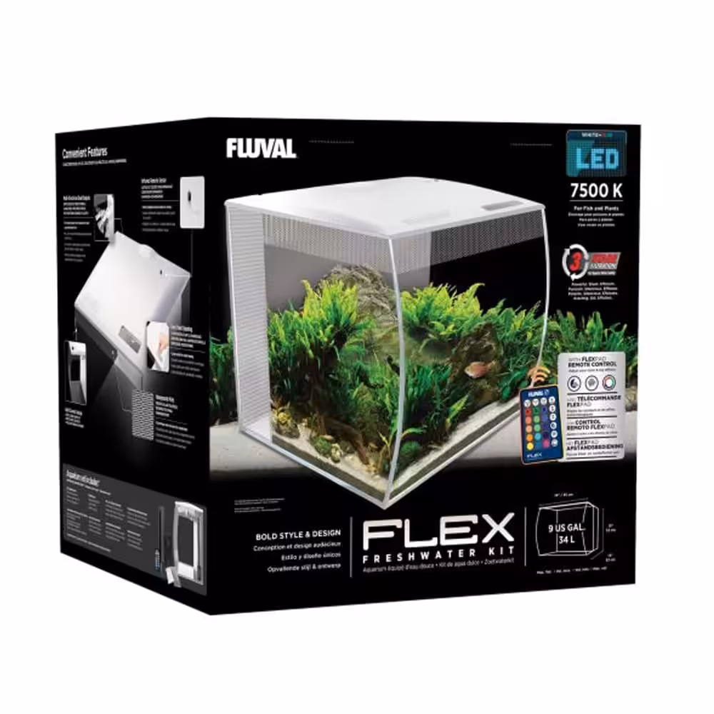 Fluval Flex Aquarium Kit – 34 L (9 US gal) – White – 15005