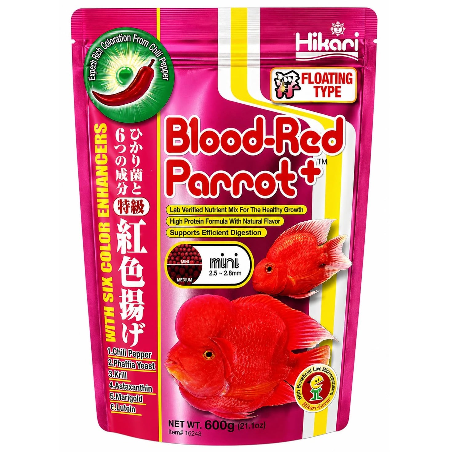 Hikari Blood Red Parrot Floating 600 Gm ( Mini Pellet ) Hikari Blood Red Parrot Floating 600 Gm ( Mini Pellet )