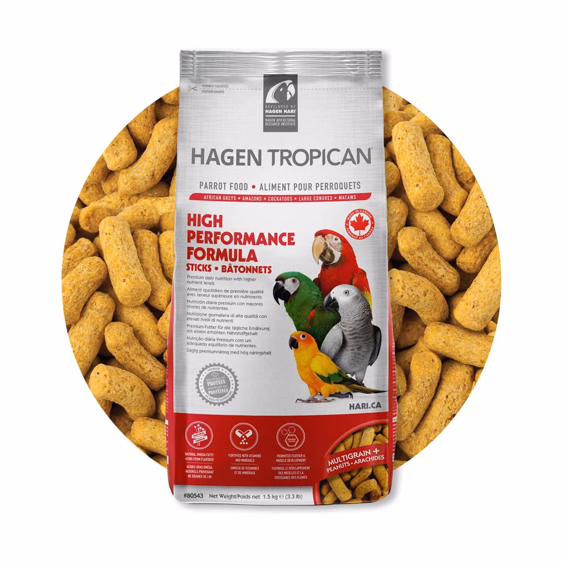 HARI Tropican High Performance Formula for Parrots - Sticks, 1.5 kg
