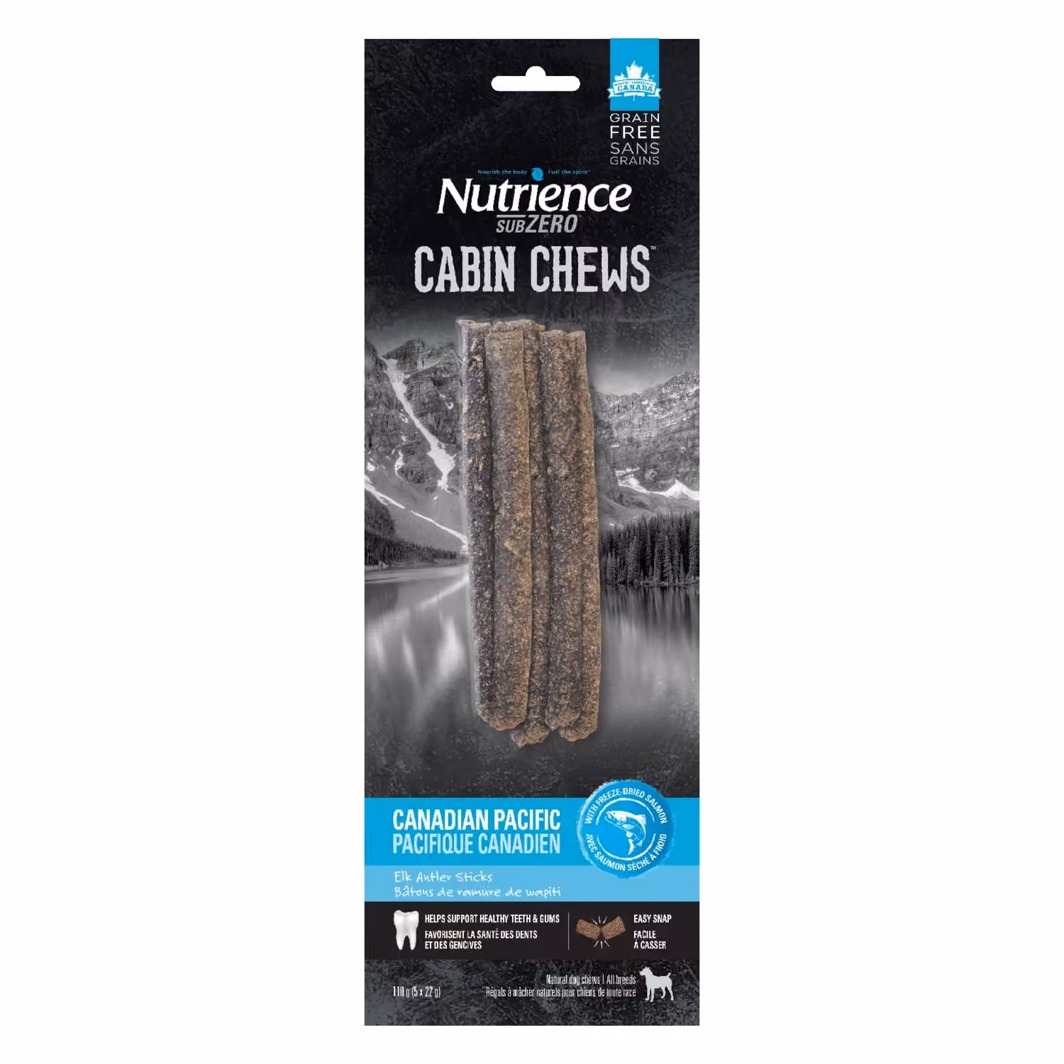 Nutrience SubZero Cabin Chews Canadian Pacific Elk Antler Sticks, 110 g (5 Sticks) photo 1